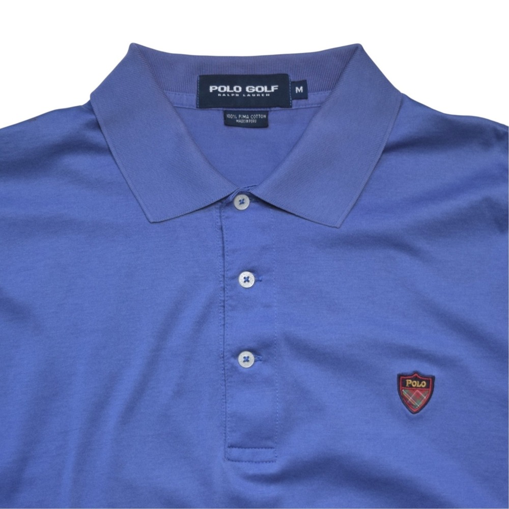 Polo Golf Ralph Lauren Shirt Men's M Periwinkle Pima Cotton Vintage Crest - Flaw
